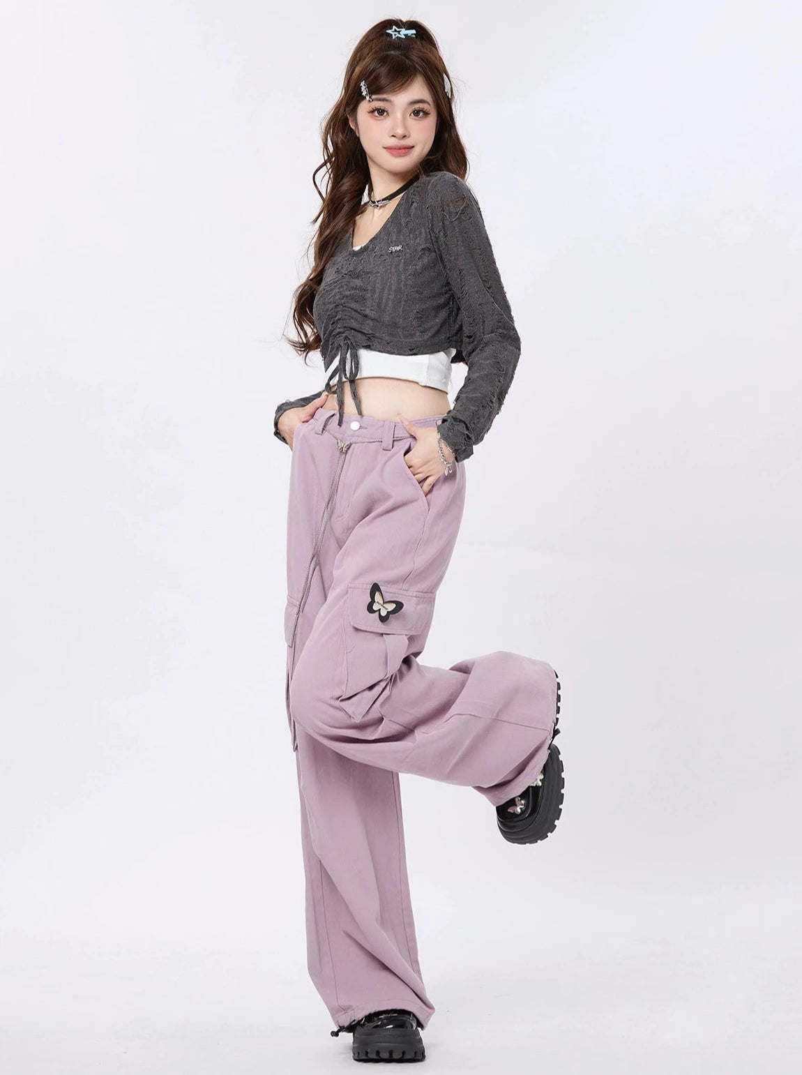 Pocket Loose Butterfly Pocket Pants