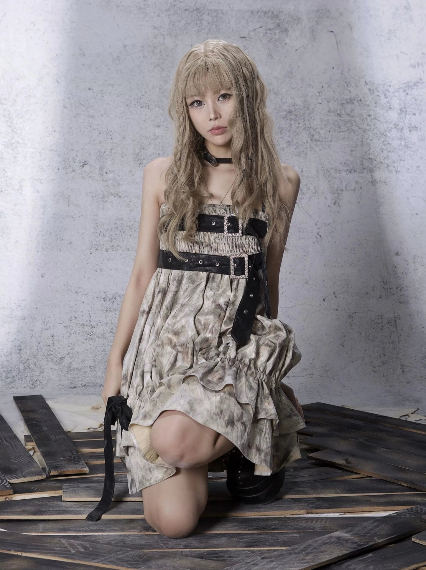 チューブトップ2weyサマーパンクストリートスタイルスカート