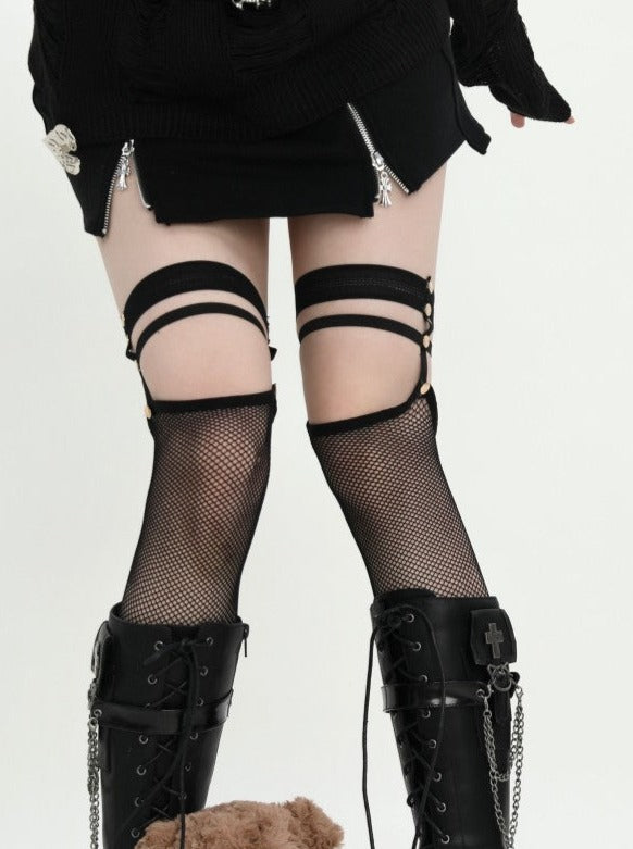 ガーターデザインニーハイソックス