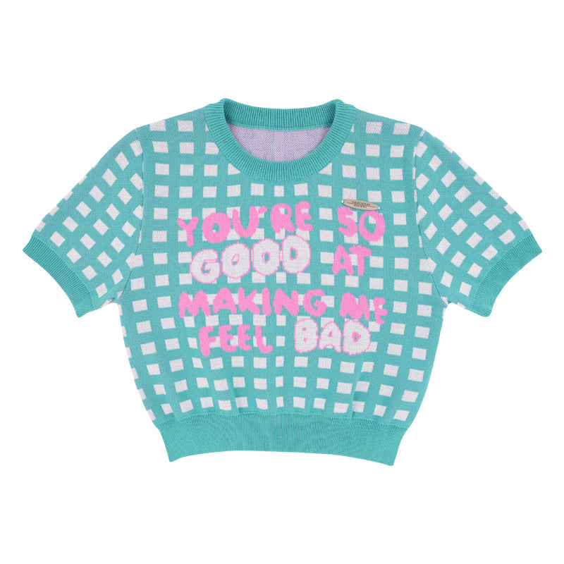 American Gingham Plaid Logo Top