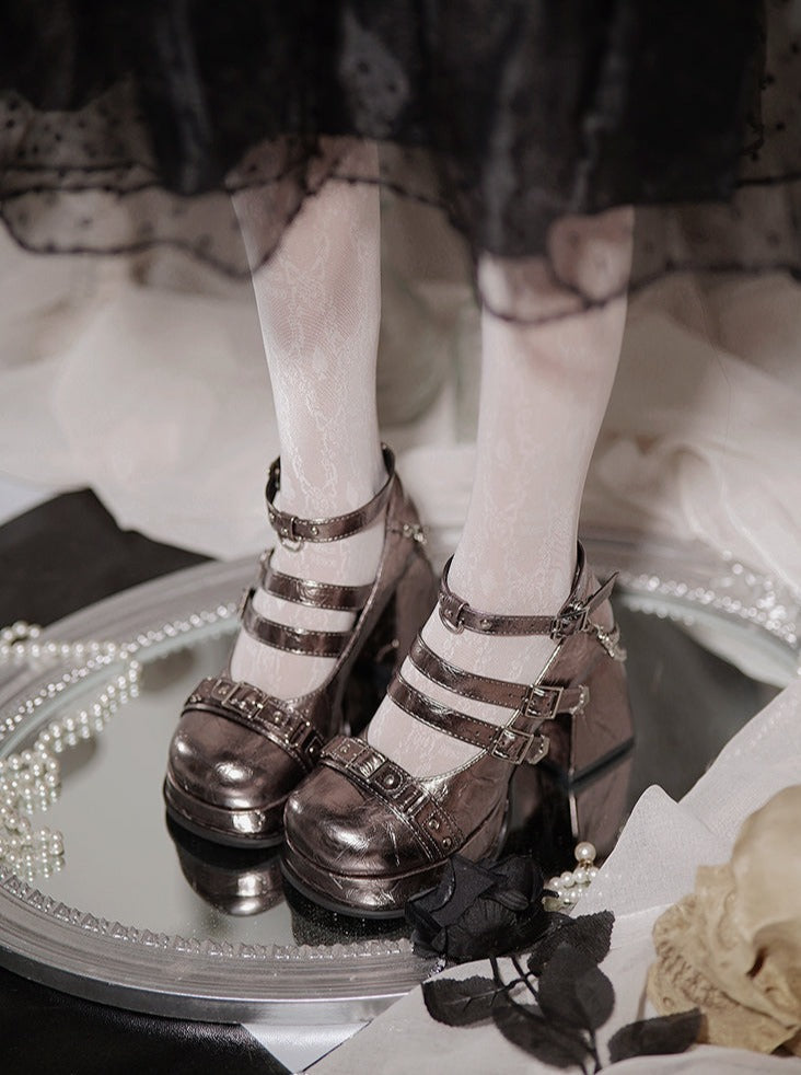 ジェーンエレガントロリータシューズラウンドトウゴシックハイヒール