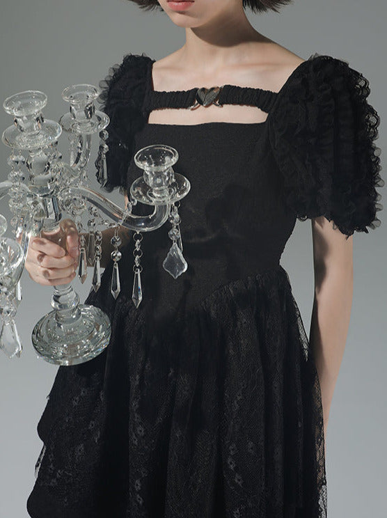 Pure Desai Ametal Heart Volume Puff Sleeving Dress