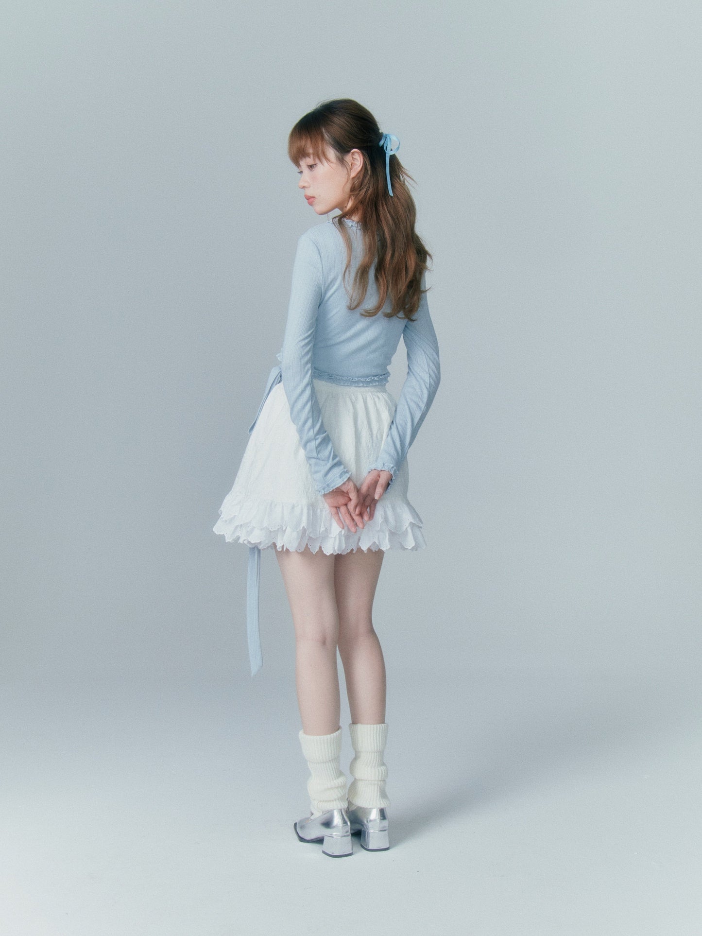 Cardigan à rubans de dentelle de style ballet