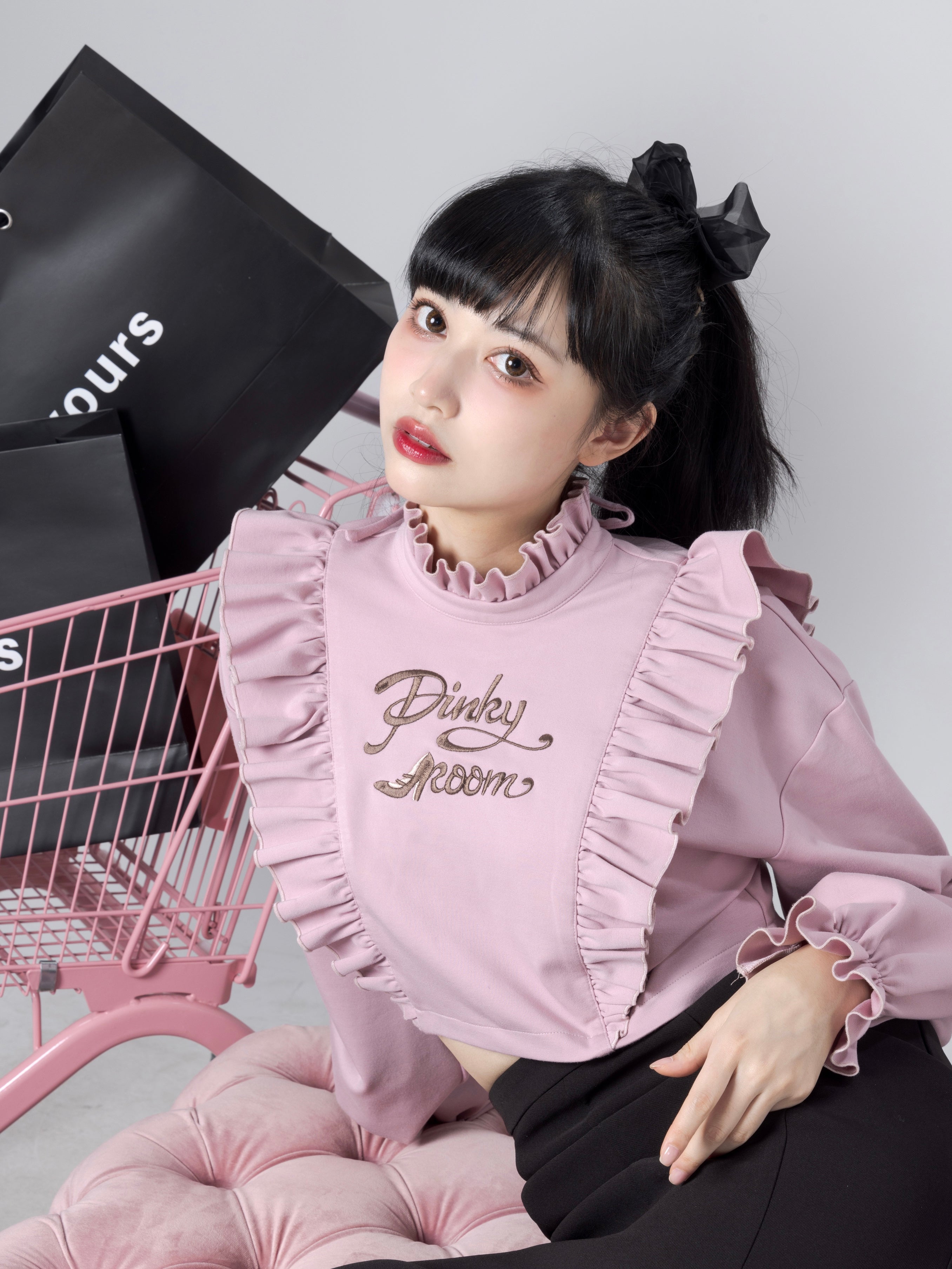 sweet peach lovely puff shirt／plain - シャツ/ブラウス(長袖/七分)