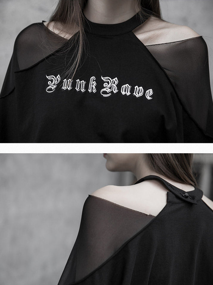 オフショルシアーゴシックロゴTシャツ