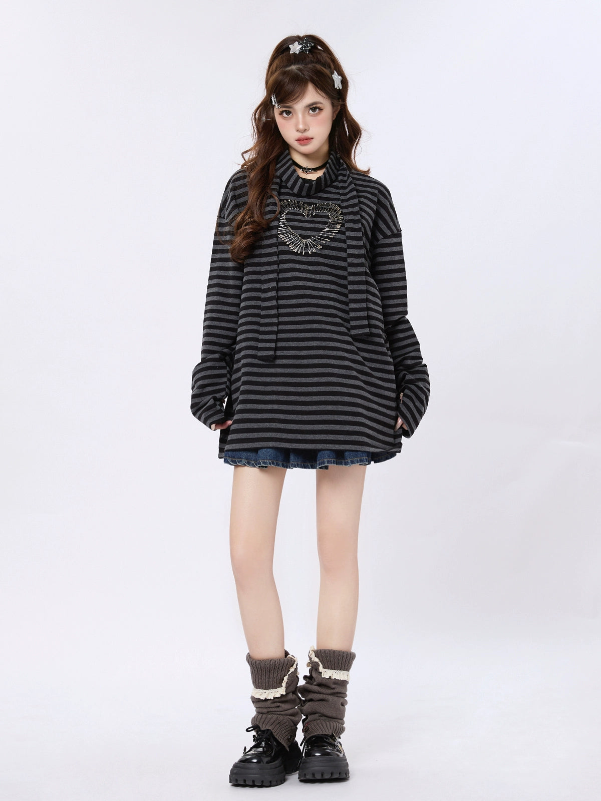 Stripe Love Brooch Design Niche Loose Top