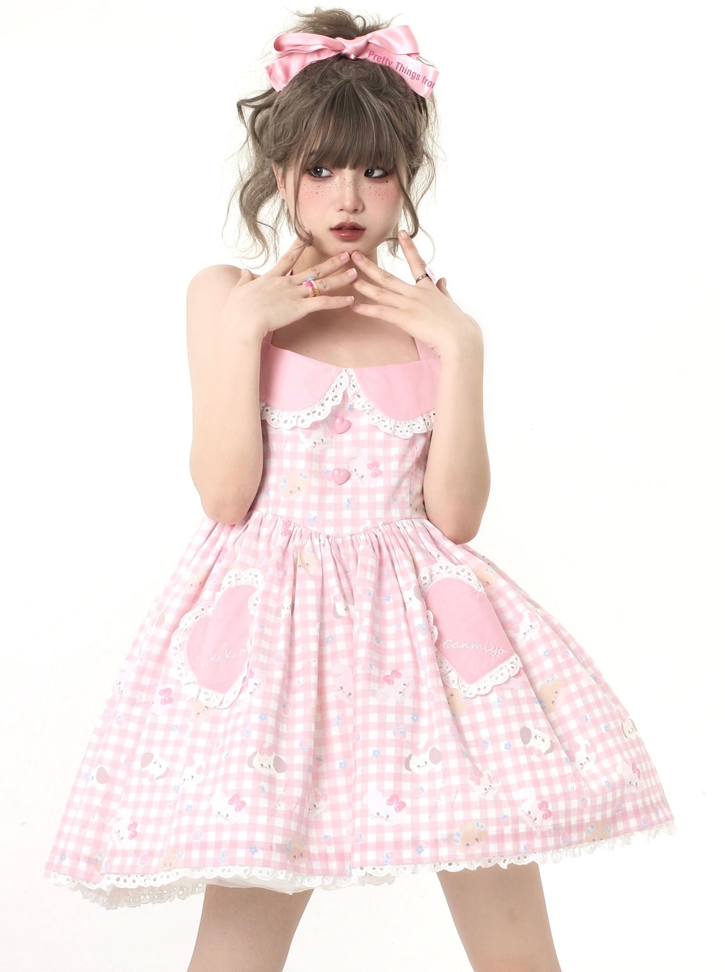 Süßes Rüschen-Herzausschnitt-Halter-Schleifen-Kleid