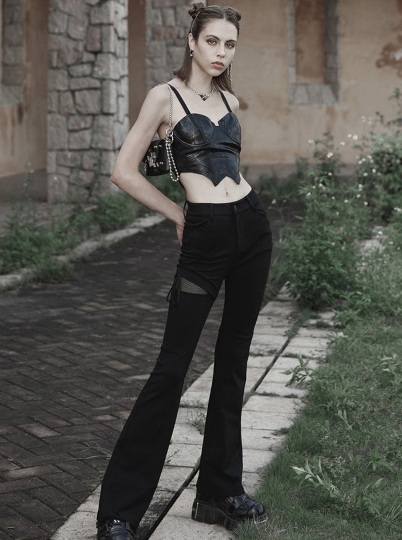 Mode Dark High Waist Wide Leg Flare Pants