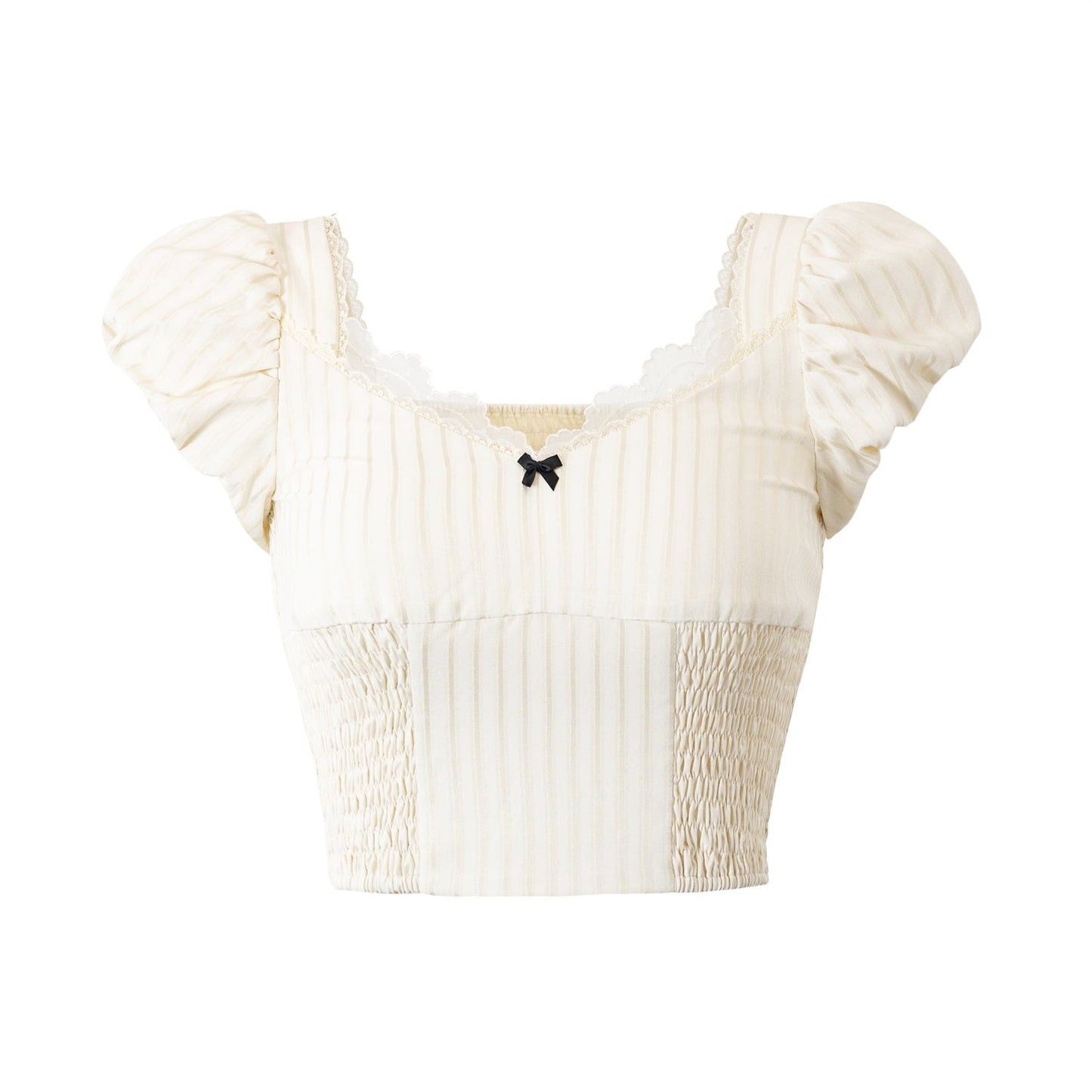 Cream strawberry lace color ribbon tops