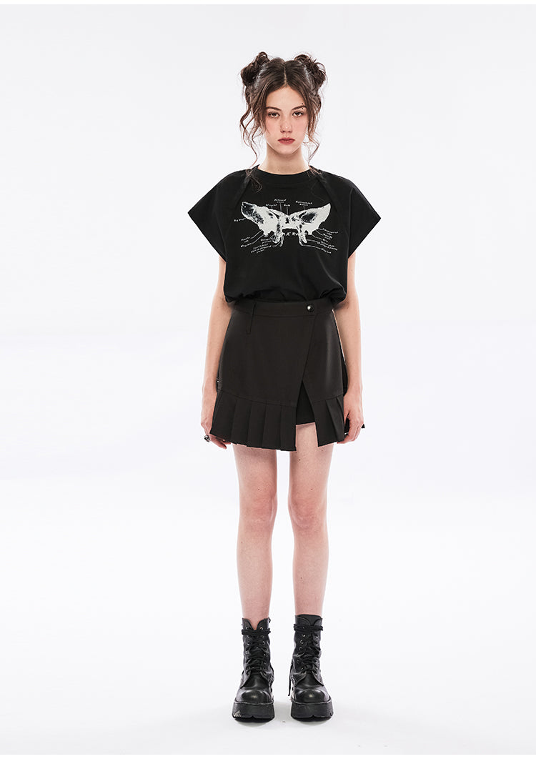 露肩蝴蝶法式袖 T 恤