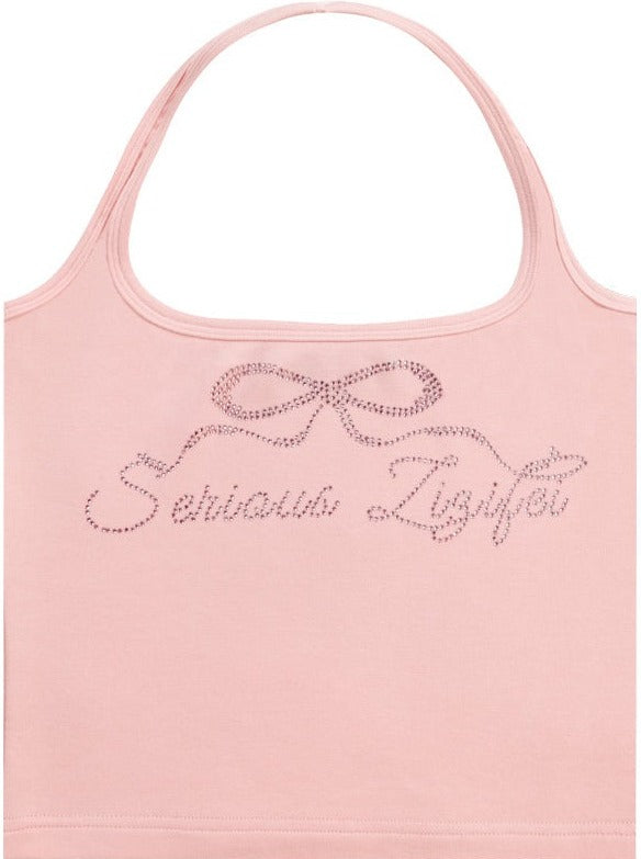 American Stone Ribbon Neck Halter Top