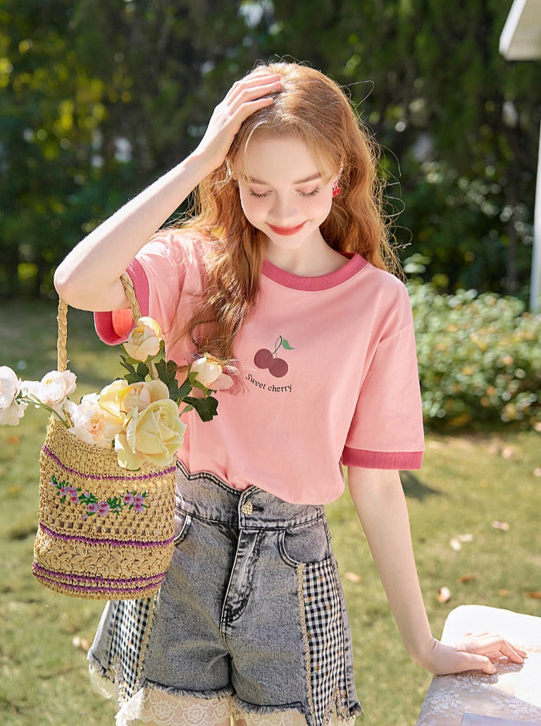 Cherry One Point Design by Color T -shirt