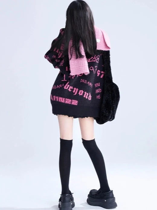 Black Dark Round Neck Outer Pullover