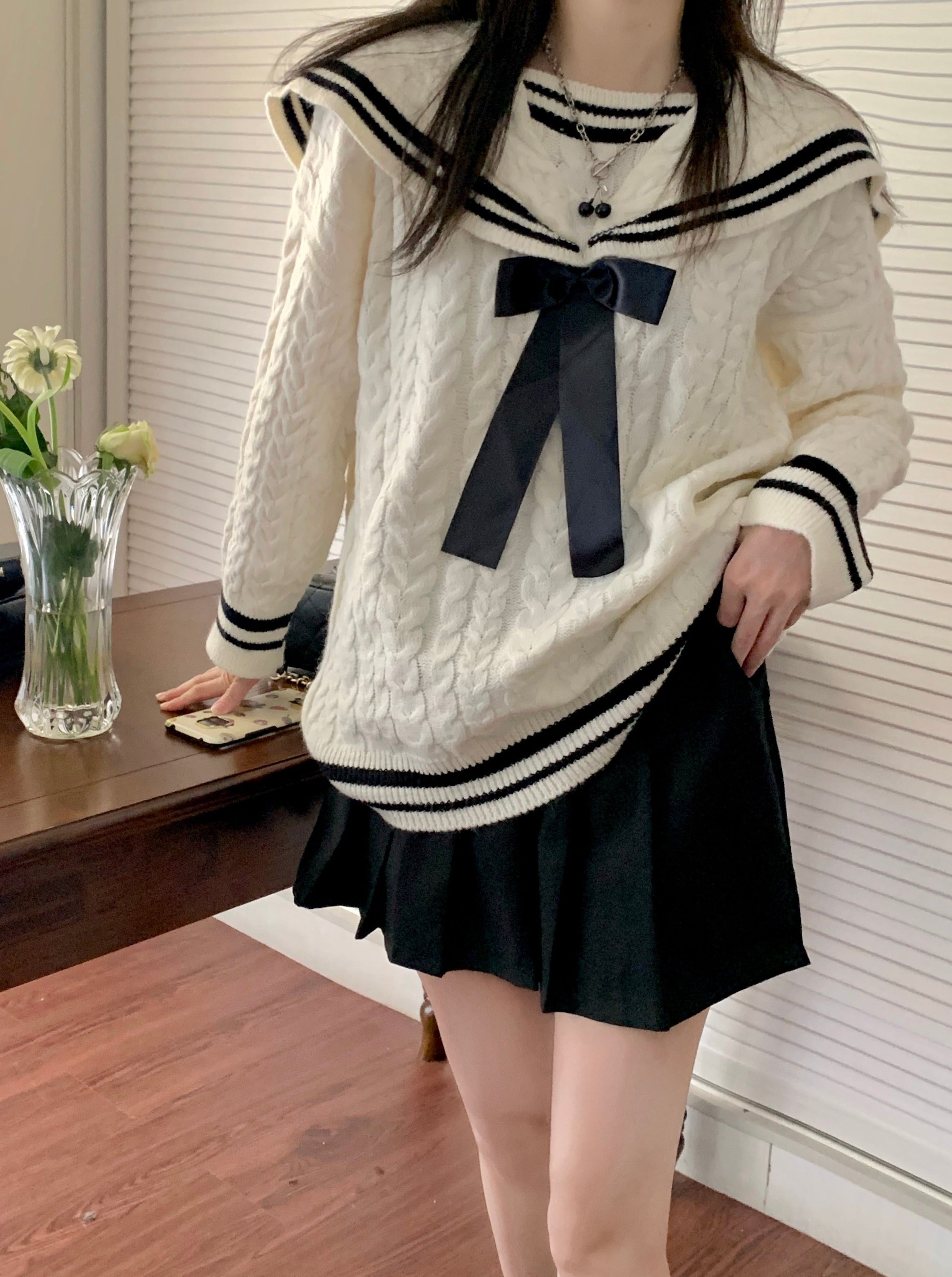 Sailor color boutai knit sweater