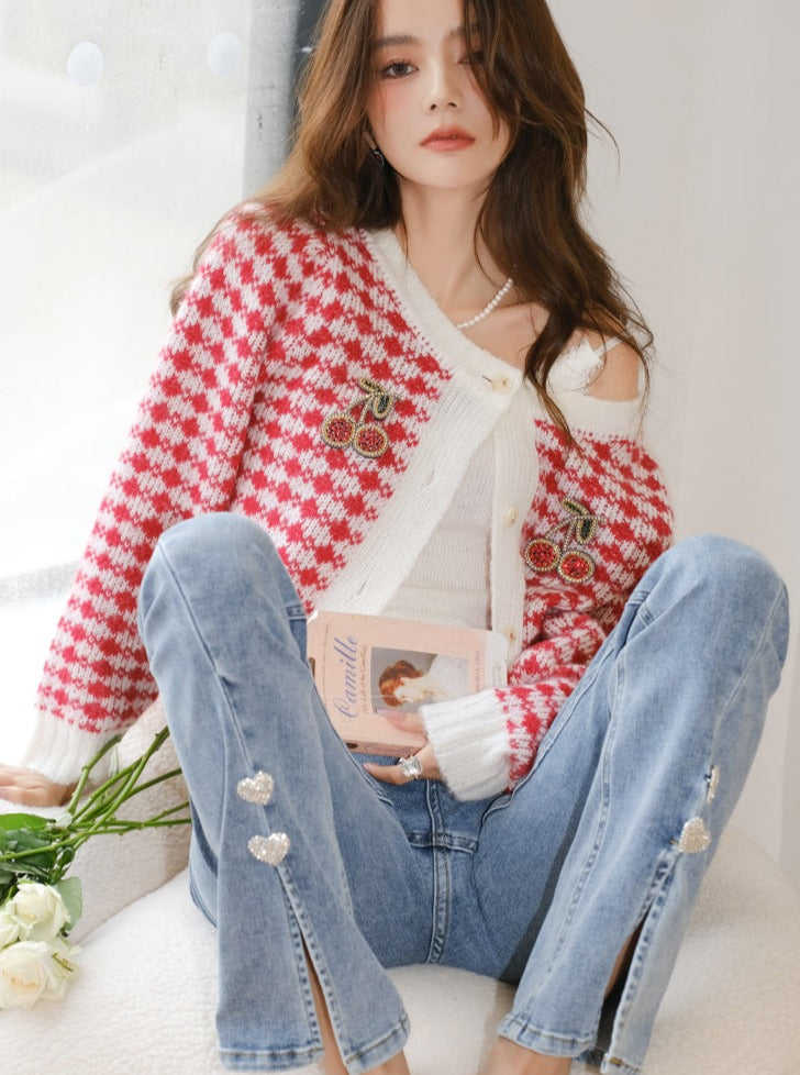 スリットハートスリムデニムパンツ