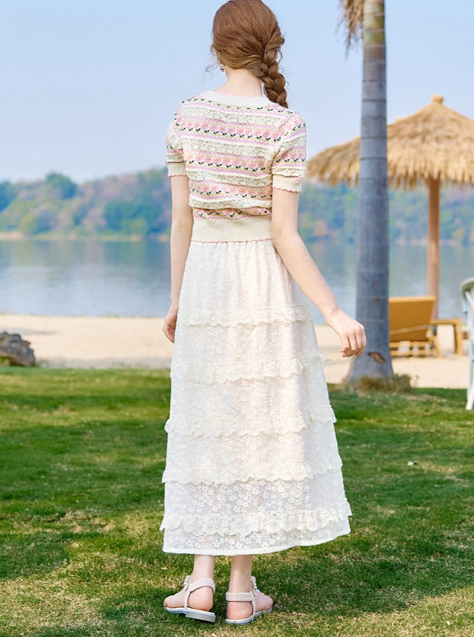 White Chifonty Assed Skirt