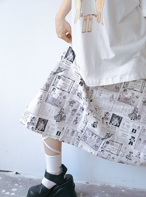 Little Butterfly Rice Slim Denim Long A Line Skirt