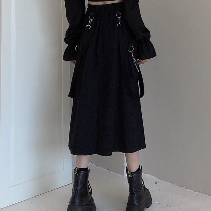 ストラップチェーンAラインスカート - Belchic