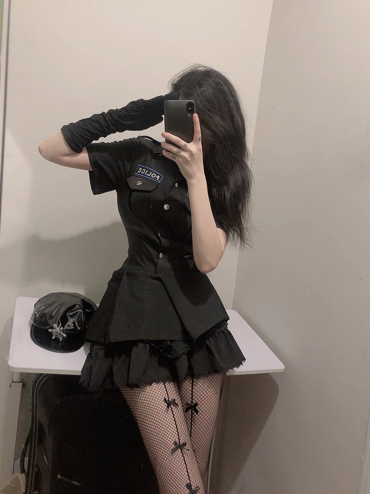 POLICE婦人警官コスプレワンピース+レザーキャップ+グローブセットアップ - Belchic