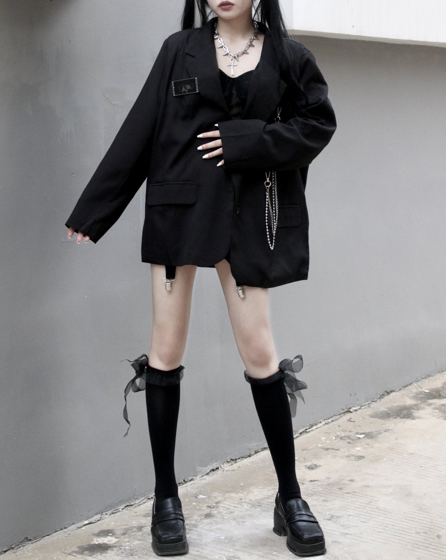 クロスチェーンストラップテーラードジャケット - Belchic