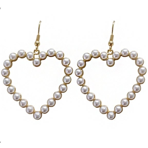 パールハートガーリーピアス - LilyBlack