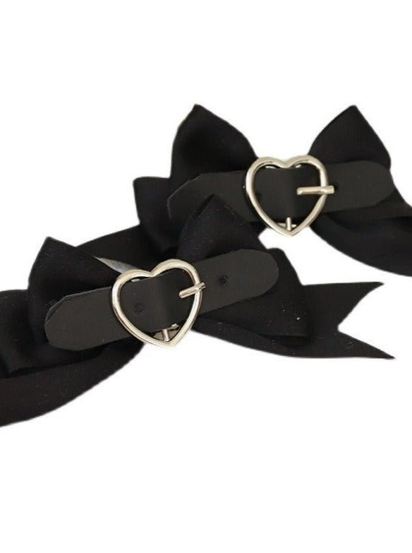 レザーベルトリボンクリップバレッタ - LilyBlack