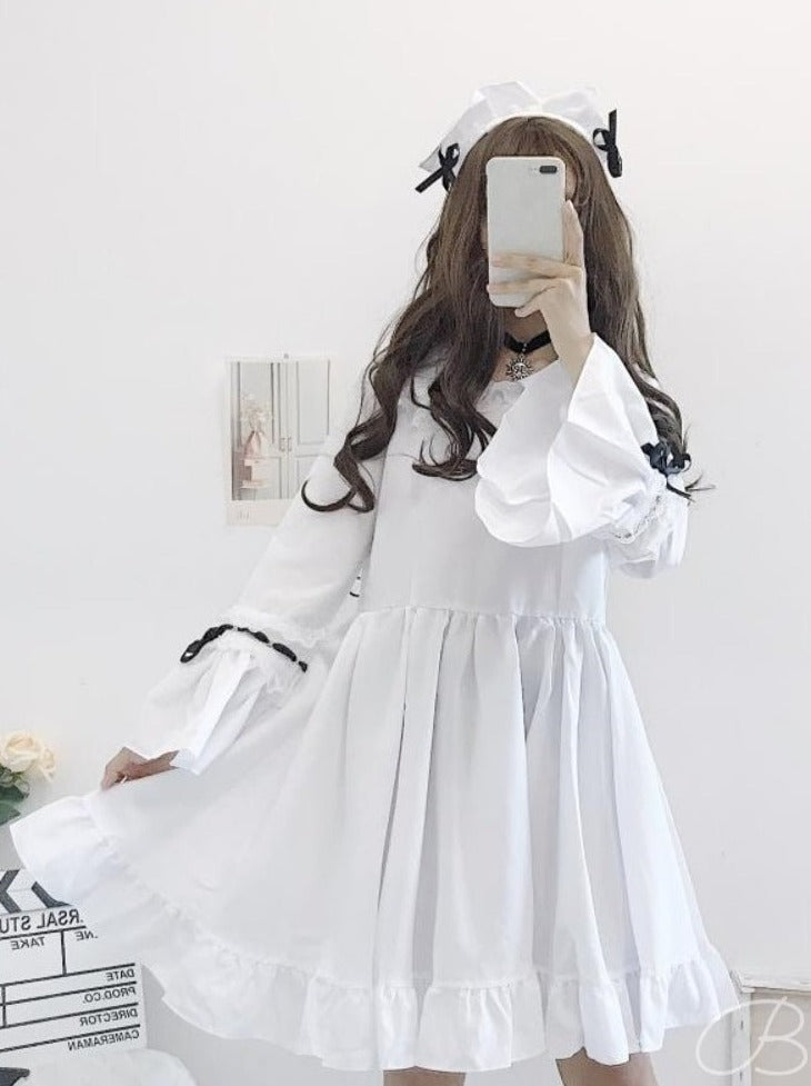 ヘッドアクセ付き レースフリルメイドセットアップ - Belchic