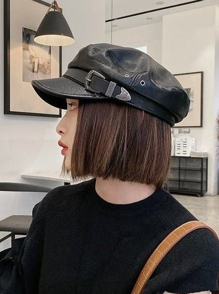 レザーライクウォッシャブルキャスケット - Belchic