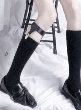 ブラックハイソックス+ダブルメタルガーターベルト - LilyBlack