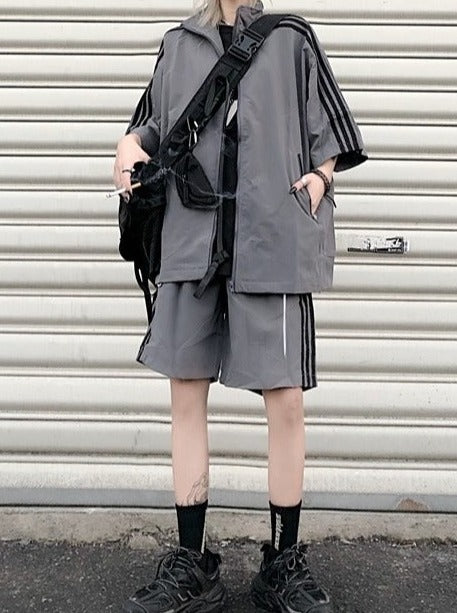 サブカルジップアップラインジャケット+ショートパンツ - Belchic