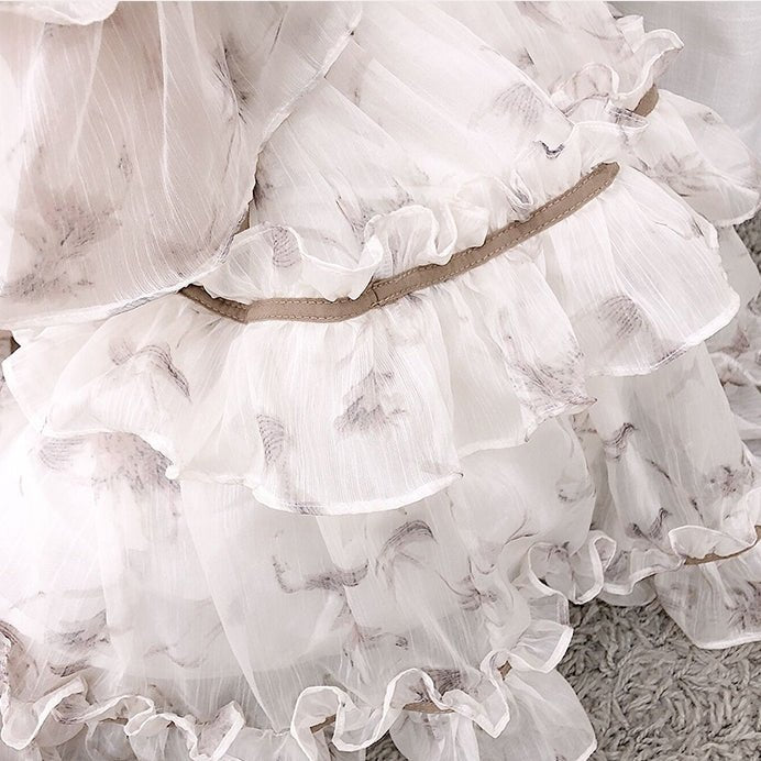 センターリボンオープンショルダーエアリーワンピース - LilyBlack