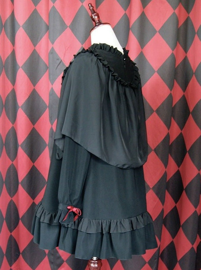 天使と悪魔ケープ付きレースアップフリルワンピース - Belchic