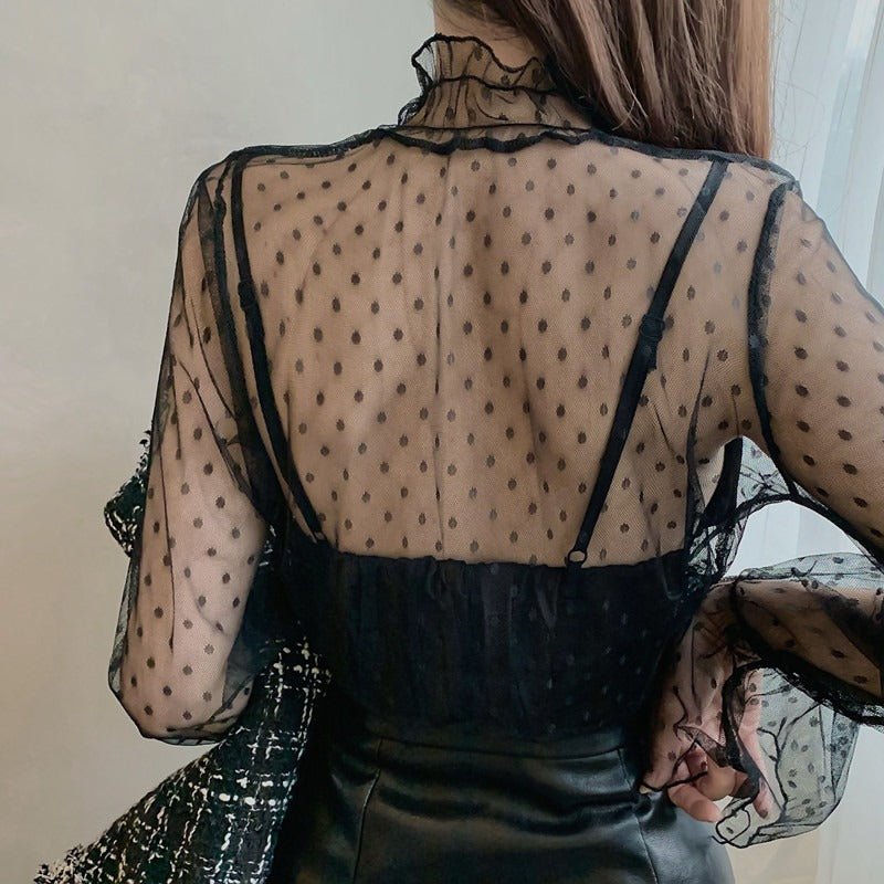 シースルースウィートドットブラウス - Belchic