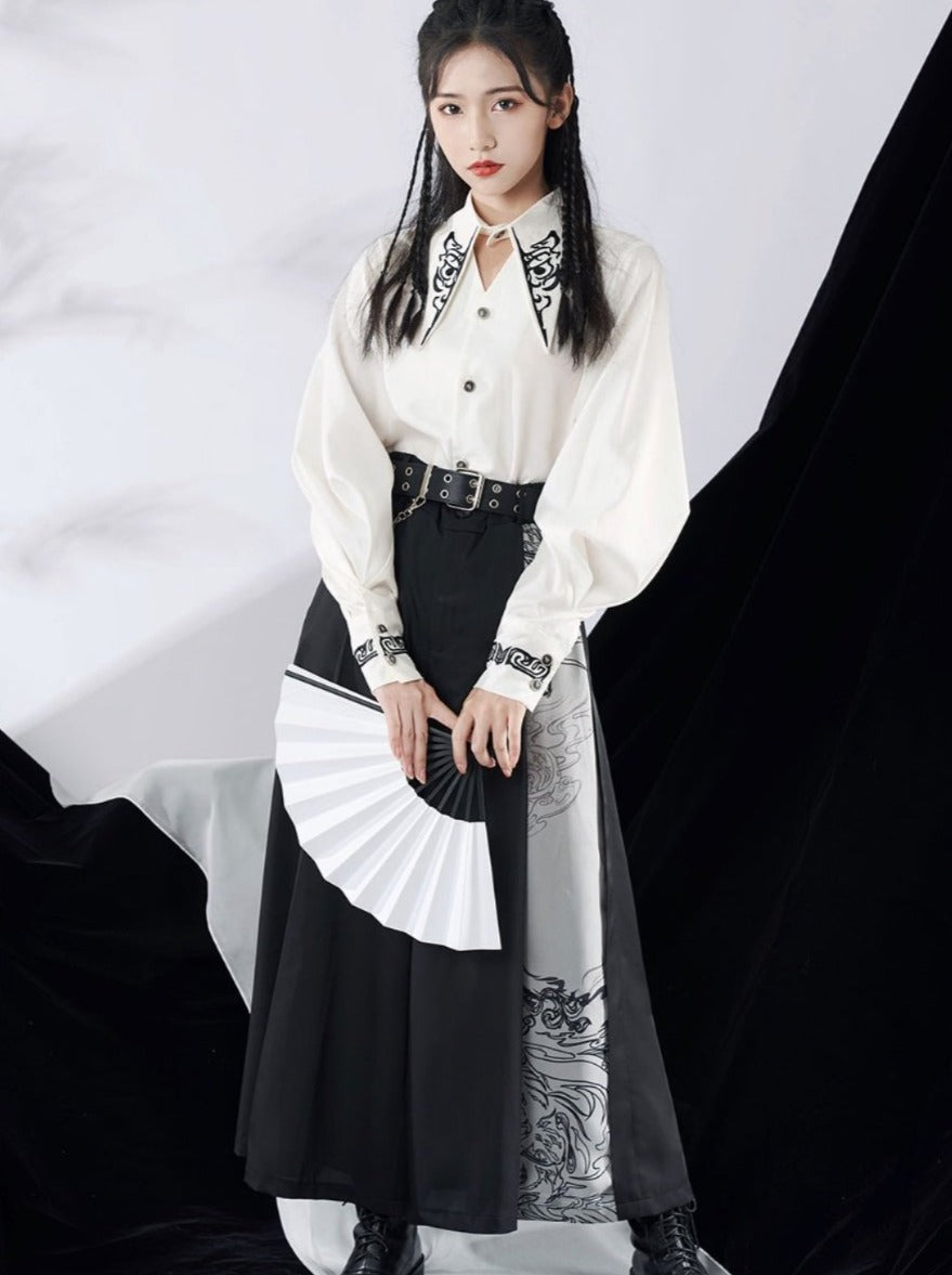 アシメチャイナワイドドレープパンツ - Belchic