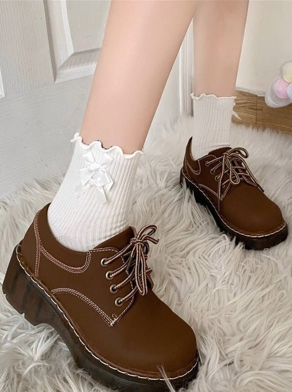 メロウフリルサイドリボンソックス - LilyBlack