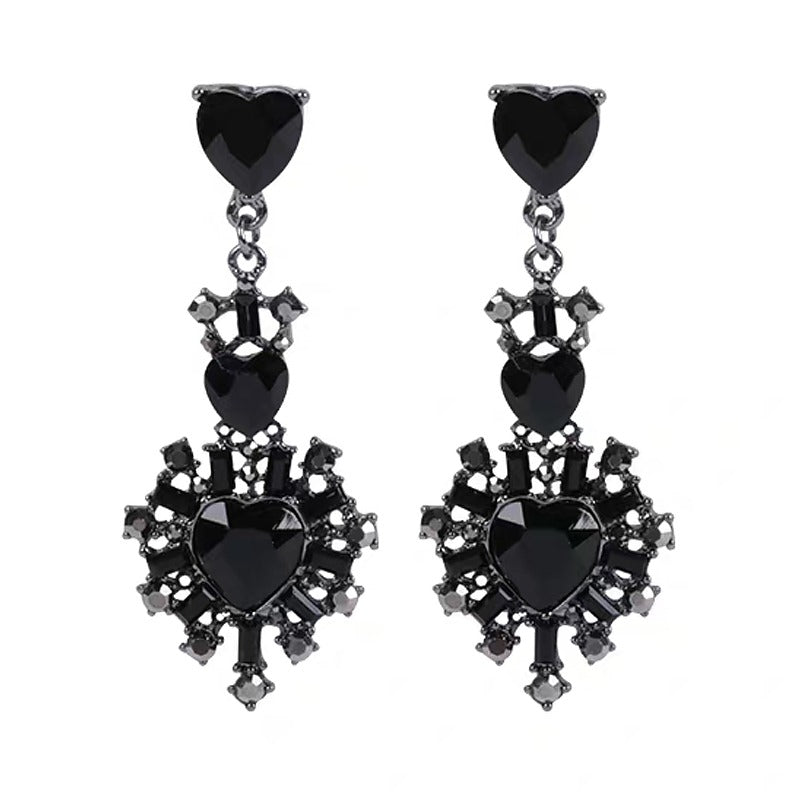 ブラックハートゴシックスタッドピアス - LilyBlack