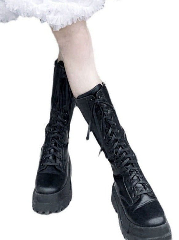 レースアッププラットフォームブーツ - Belchic