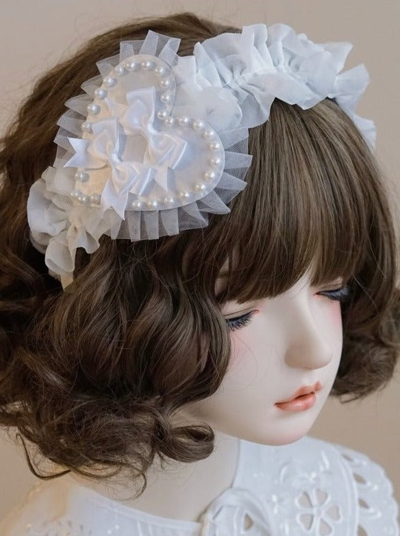 パールハートリボンフェアリーカチューシャ - Belchic