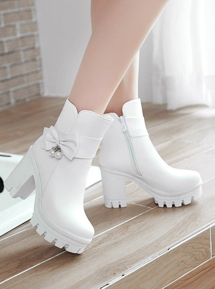 Pearl Belle Tribbon Platform Boots