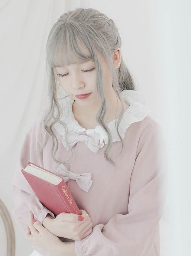 フリルカラーリボンブラウス - Belchic