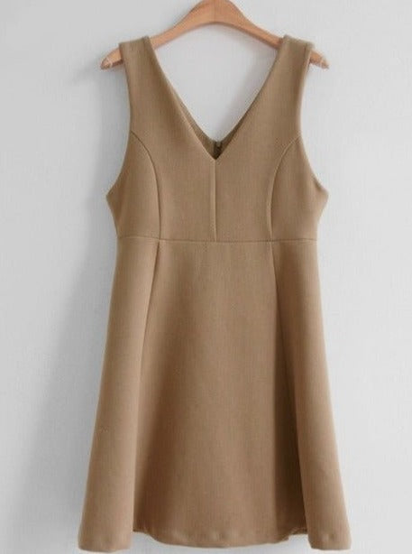 フリルカラースイートシフォンブラウス+Vネックサスワンピース - Belchic