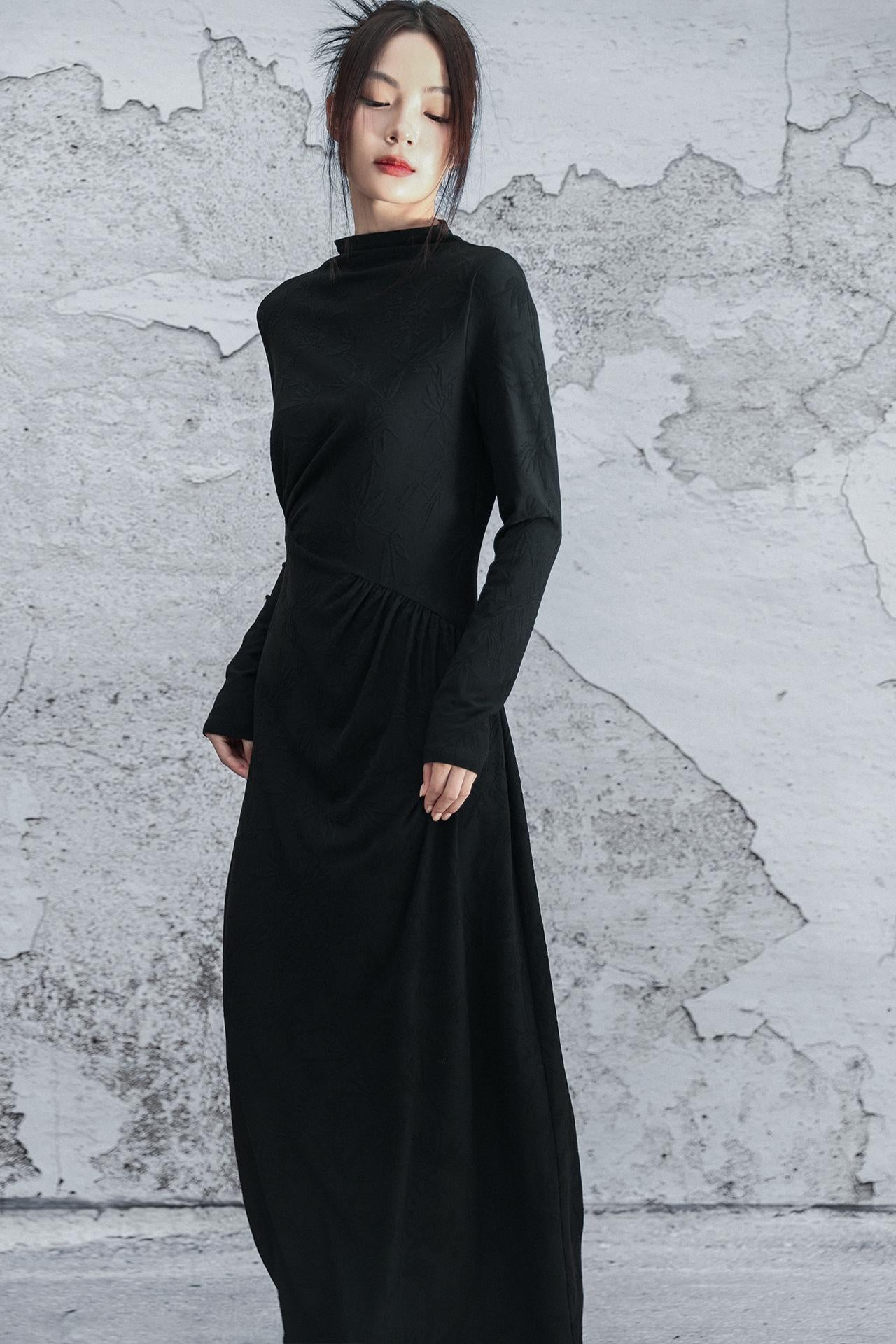 ブラックニットモードドレス