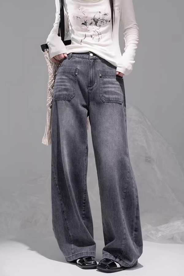 インクグレイストレートデニムパンツ