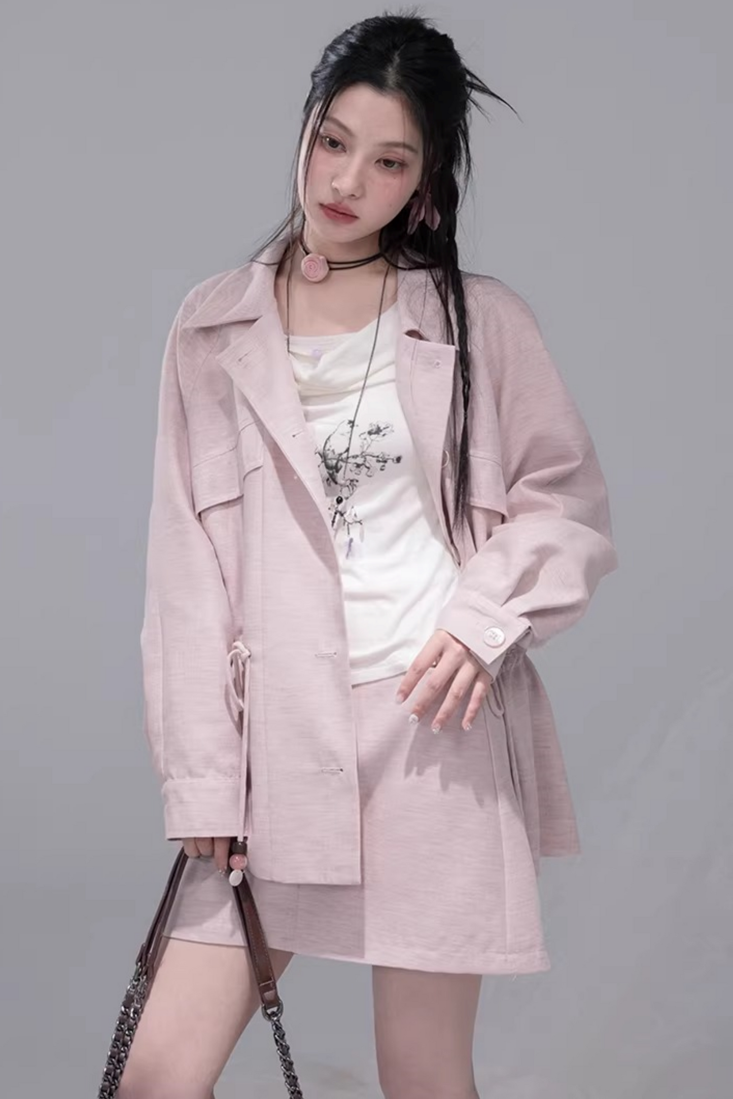 パウダーカラージャケット+スカート