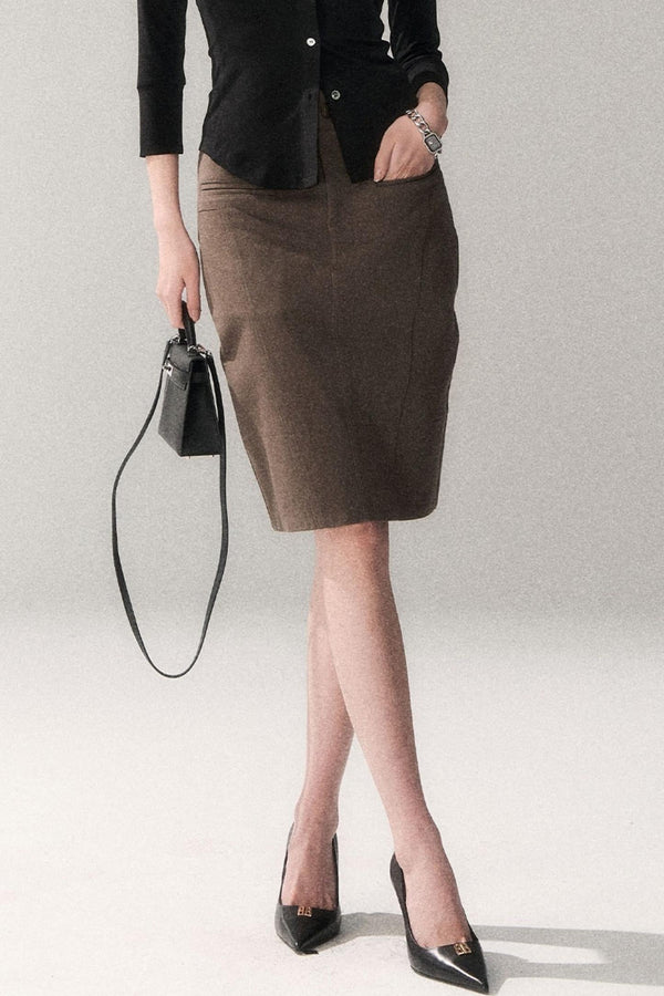 Washed Cotton Midi Skirt