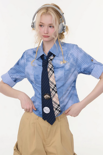 格纹墨水渐变上衣