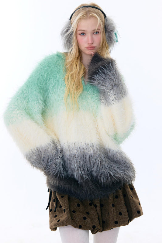 Retro Gradient Buoy Neck Sweater