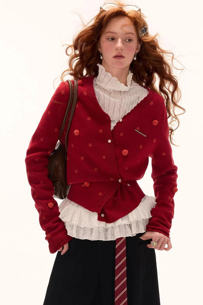Dot Asymmetrical Cardigan
