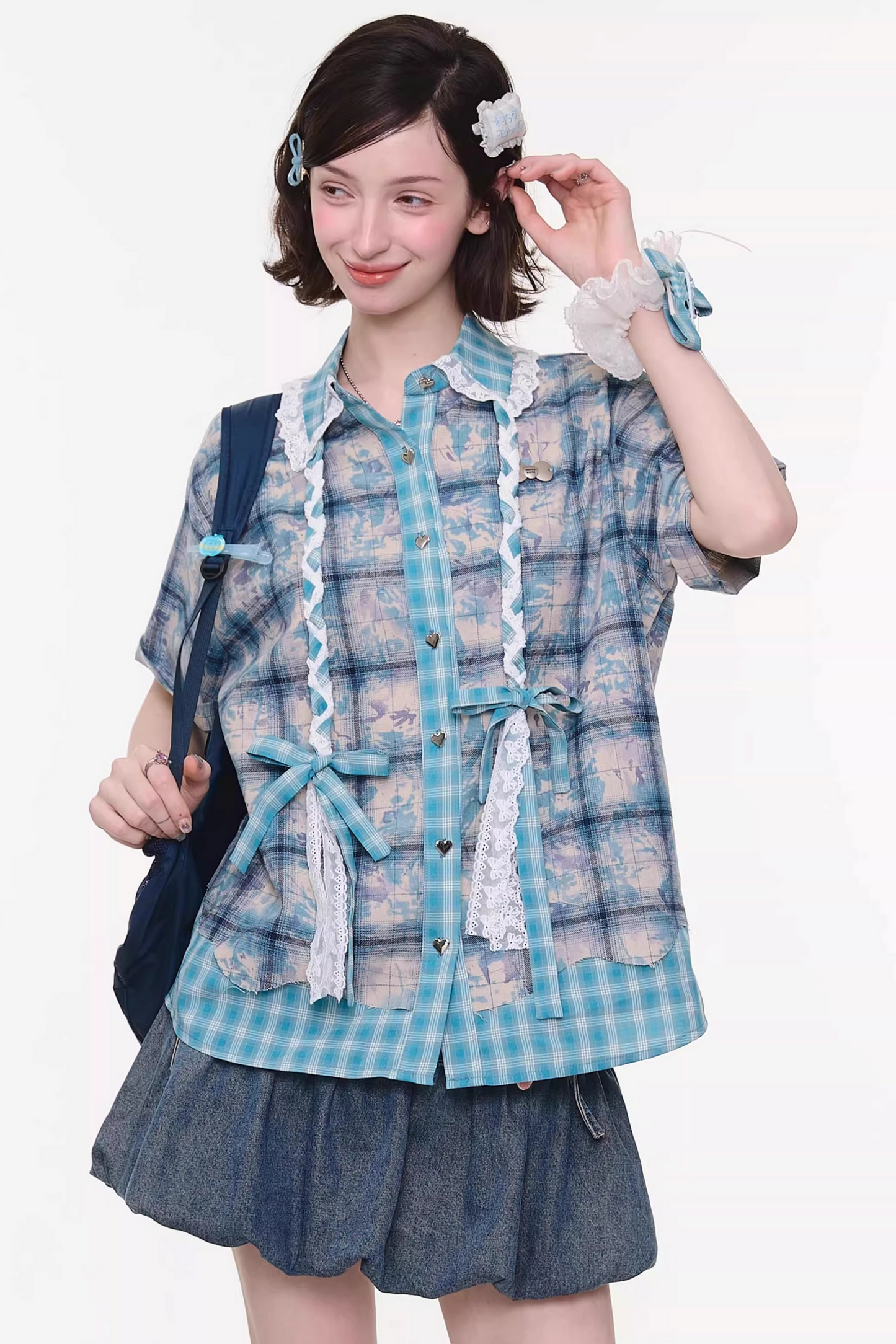 Camicia ampia a quadri Y2K