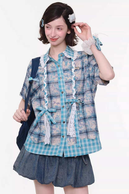 Camicia ampia a quadri Y2K